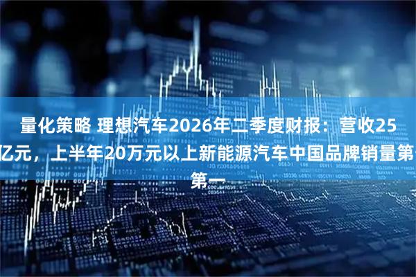 量化策略 理想汽车2026年二季度财报：营收257亿元，上半年20万元以上新能源汽车中国品牌销量第一